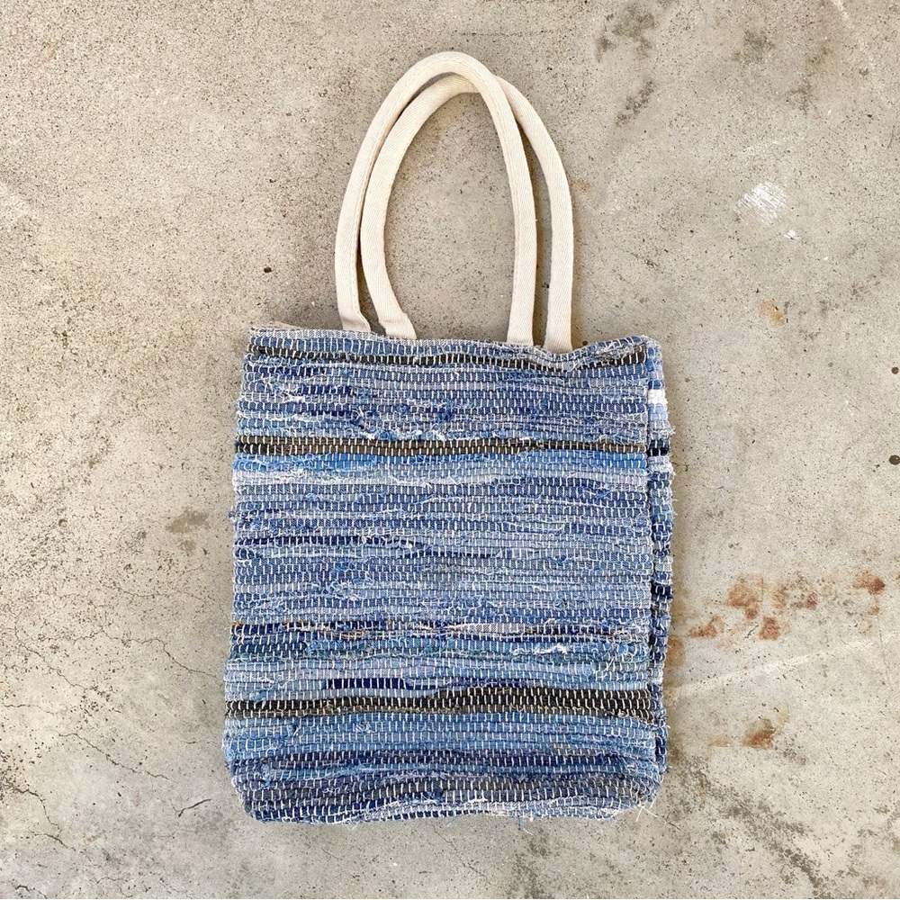 Anthropologie Mabelle Chindi Tote Bag, Blue Rag Rug Tote Bag View 2